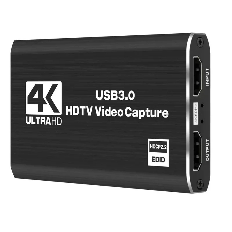 Capture Card 4K Hdmi - 4K USB 3.0 ビデオキャプチャカード、HDMI対応HDTVレコーダーグラバー（ゲーム録画、PC、ゲーム音声＆マイク用）