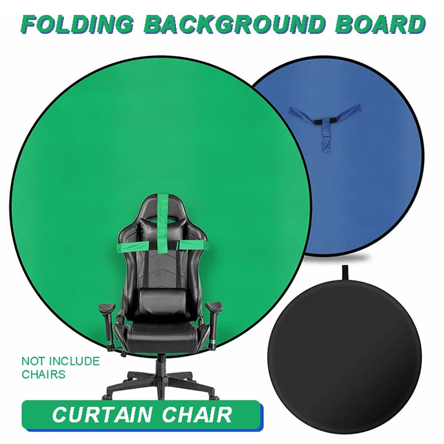 Green Screen Collapsible - グリーンブルー両面スクリーン背景布丸型折りたたみ式写真撮影用小道具ポータブルスタジオチェア背景スクリーン