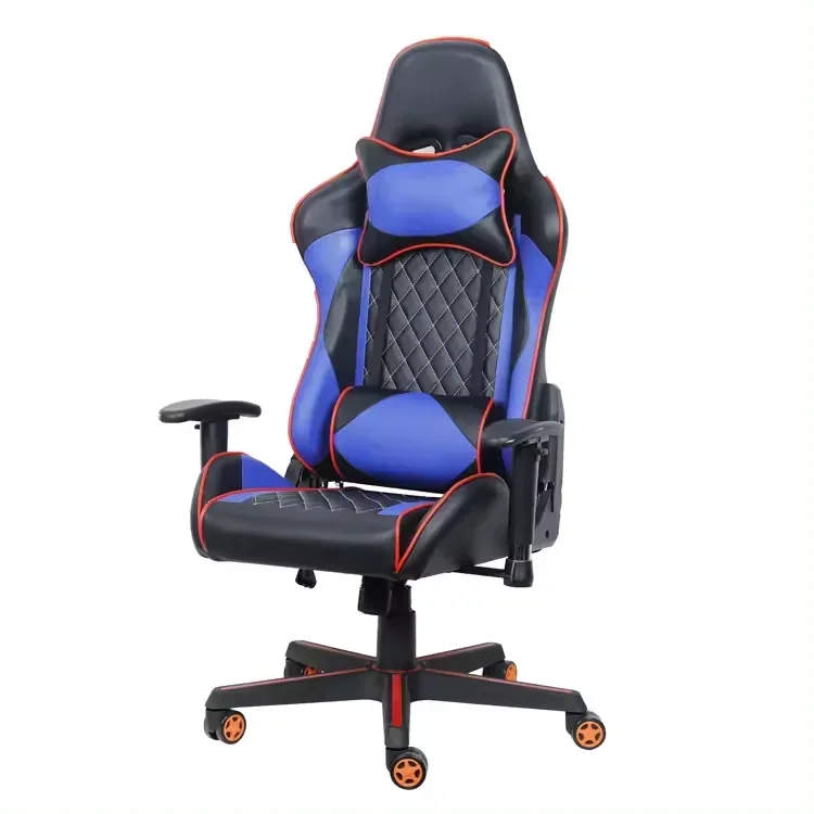 Rgb Gaming Chair - l # ランバーフットレスト付きカラフルRGB LEDブラックレーシングゲーマーチェアブルー、より安価なレーサースポーツゲーミングチェア