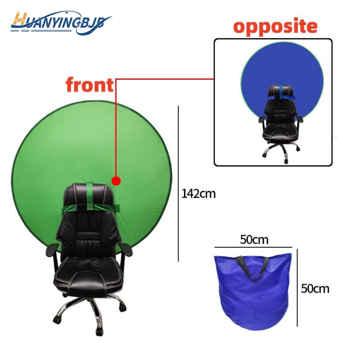 Green Screen Collapsible - Huanyingbjb-両面背景、写真スタジオチェア、背景布、緑と青のスクリーン、ゲームライブクロマキー、75 cm、110 cm、142cm