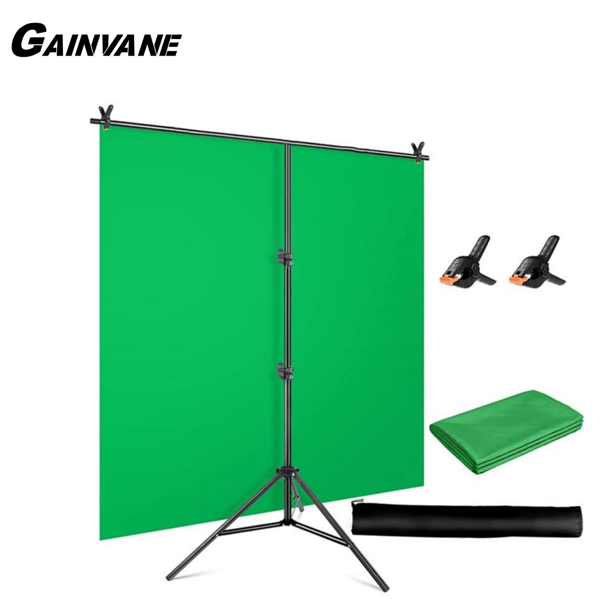 Green Screen Collapsible - T 字型背景スタンドキット背景布ビデオクロマキーグリーンスクリーンフレームスタンド写真撮影フォトスタジオ小道具