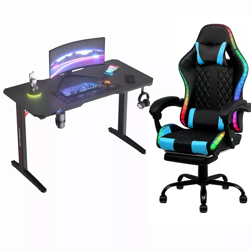 Rgb Gaming Chair - 卸売 黒色人間工学に基づいたテーブルと椅子セット 高品質RGBゲーミングチェア カスタム格安ゲーマーゲームテーブル