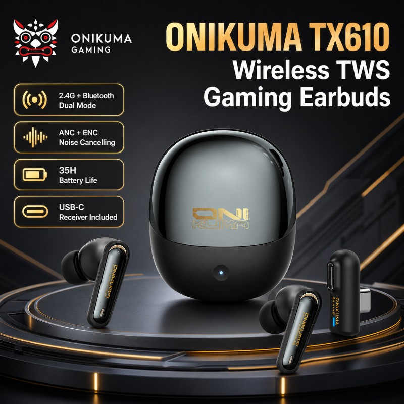 Esports Wireless Gaming Headset - ONIKUMA TX610 ワイヤレスゲーミングイヤホン デュアルモード 2.4GHz Bluetooth