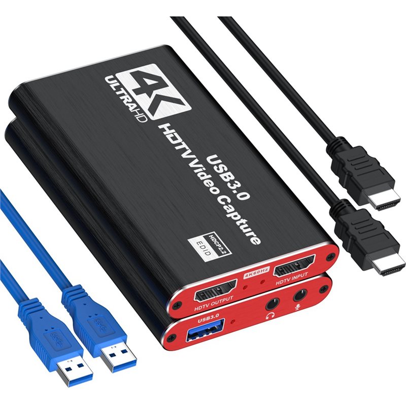 Capture Card 4K Hdmi - AT82-PC用ゲーム録画4K USB 3.0ビデオキャプチャカード - 互換性のある1080P HDビデオレコーダーグラバーマイクオーディオ