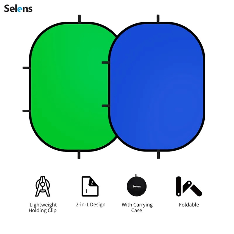 Green Screen Collapsible - Selens グリーンスクリーン写真の背景新しい折りたたみポータブルリフレクターブルースタジオライトリフレクター写真撮影の小道具部品