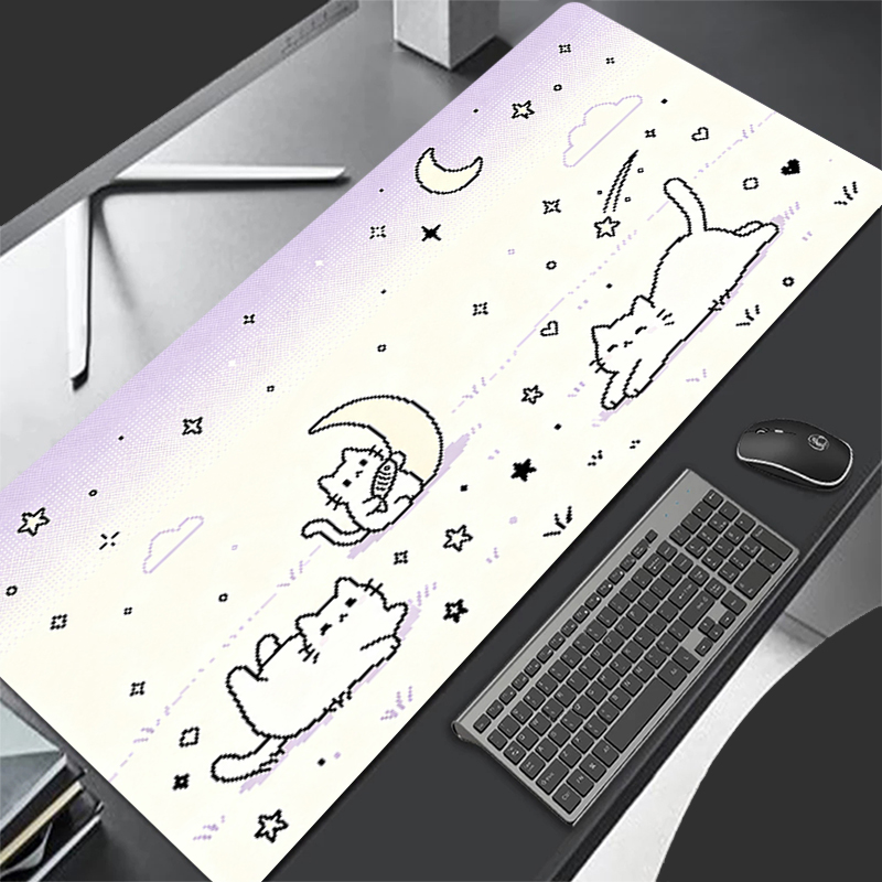 Esports Gaming Pad - 低画素漫画マウスパッドノートブック拡張デスクマットゴム製ゲーマーパッドかわいい猫キーボードラグ滑り止めeスポーツゲーミングマウスパッド