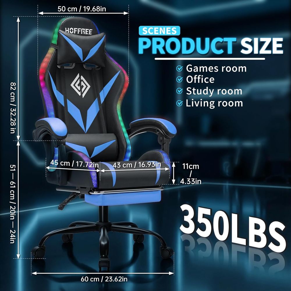 マッサージ機能とLEDライト付きRGBゲーミングチェア、人間 - Rgb Gaming Chair のレビューと価格