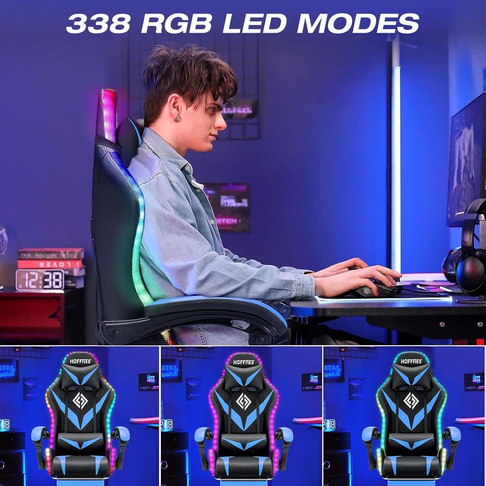 マッサージ機能とLEDライト付きRGBゲーミングチェア、人間 - Rgb Gaming Chair のレビューと価格