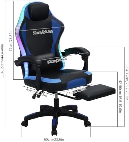 RGB LED人間工学に基づいたゲーミングチェア、高さ調節可 - Rgb Gaming Chair のレビューと価格