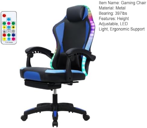 RGB LED人間工学に基づいたゲーミングチェア、高さ調節可 - Rgb Gaming Chair のレビューと価格