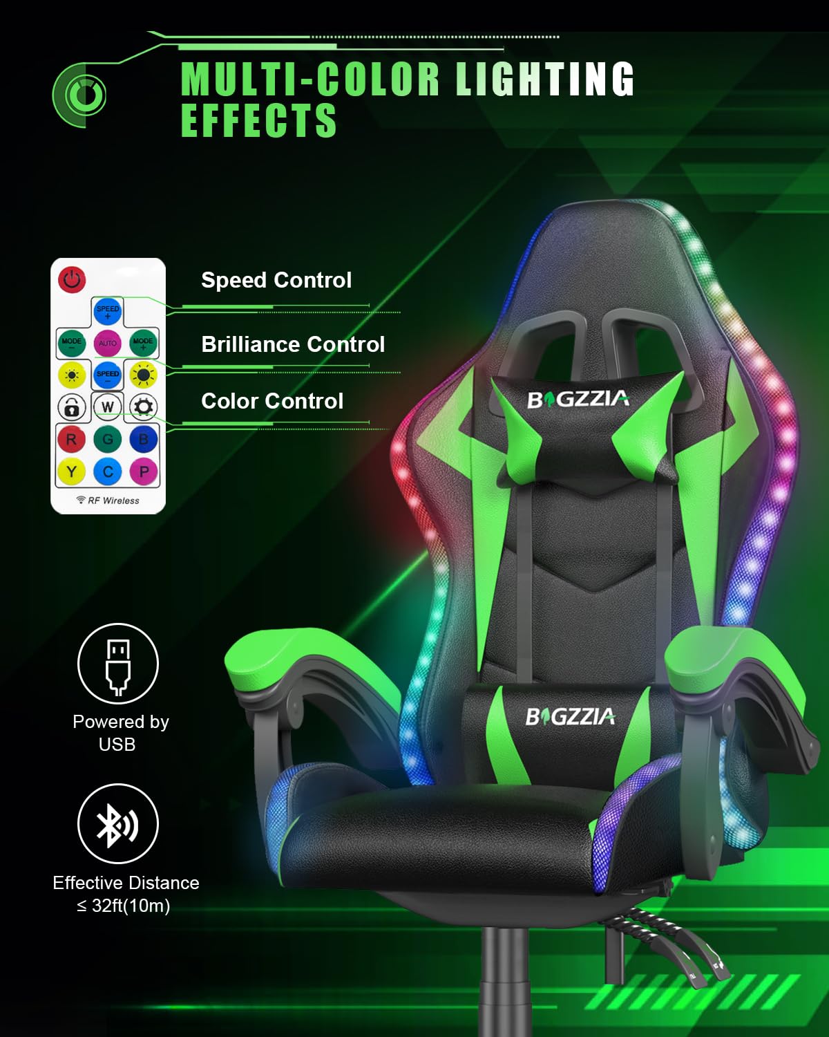 子供と大人向けのRGB LEDライト付きゲーミングチェア、ヘ - Rgb Gaming Chair のレビューと価格