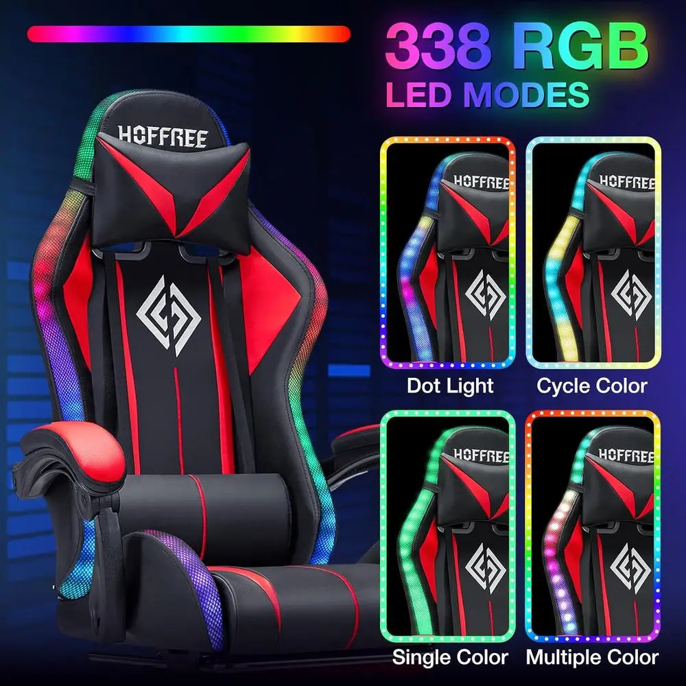 人間工学に基づいたハイバックゲーミングチェア、LED RGB - Rgb Gaming Chair のレビューと価格