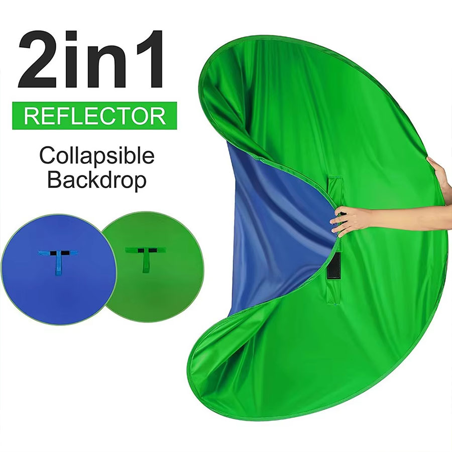 グリーンブルー両面スクリーン背景布丸型折りたたみ式写真撮影用 - Green Screen Collapsible のレビューと価格
