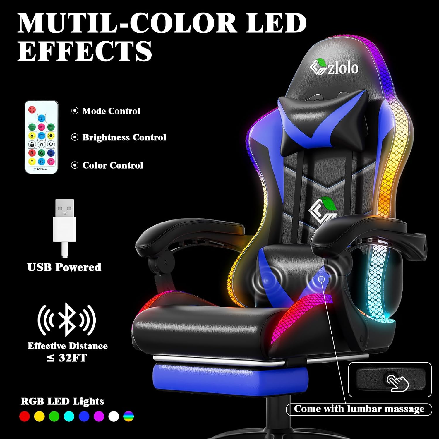 レーシングスタイルRGB LEDゲーミングチェア 大人と子供 - Rgb Gaming Chair のレビューと価格