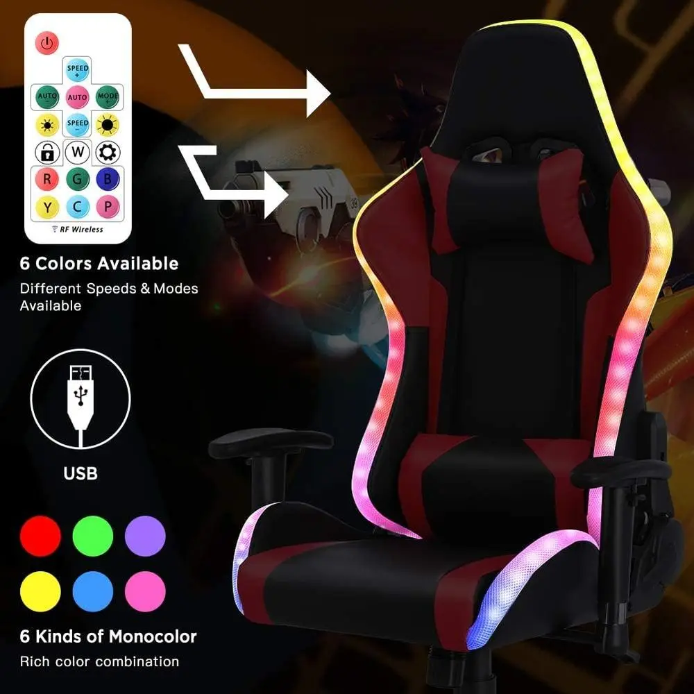 人間工学に基づいたハイバックゲーミングチェア（LED RGB - Rgb Gaming Chair のレビューと価格